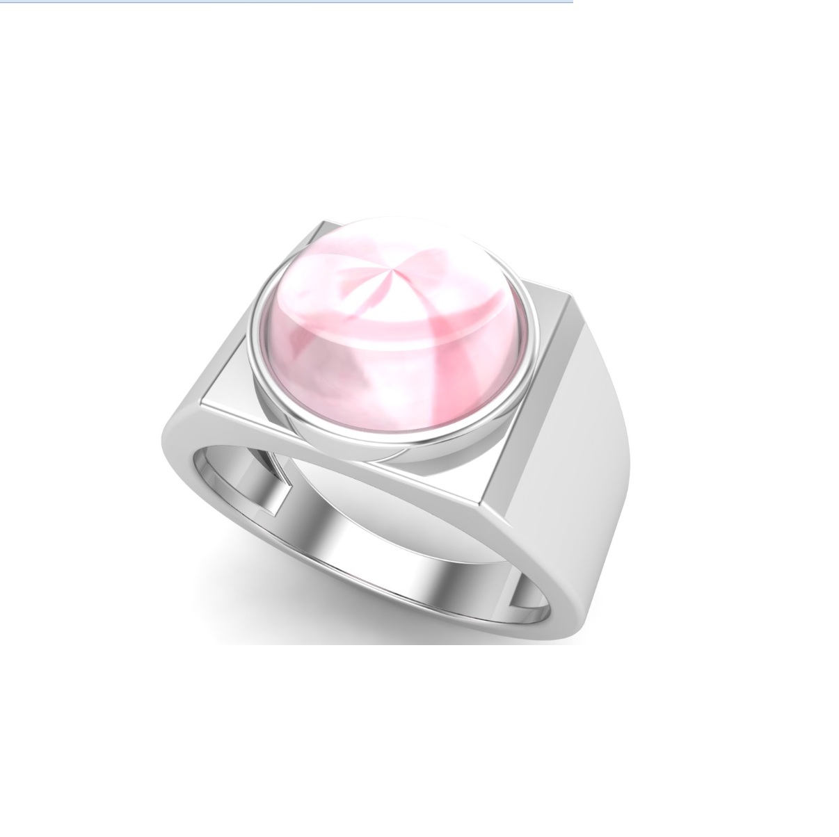 Bague quartz rose argent Prato chevaliere